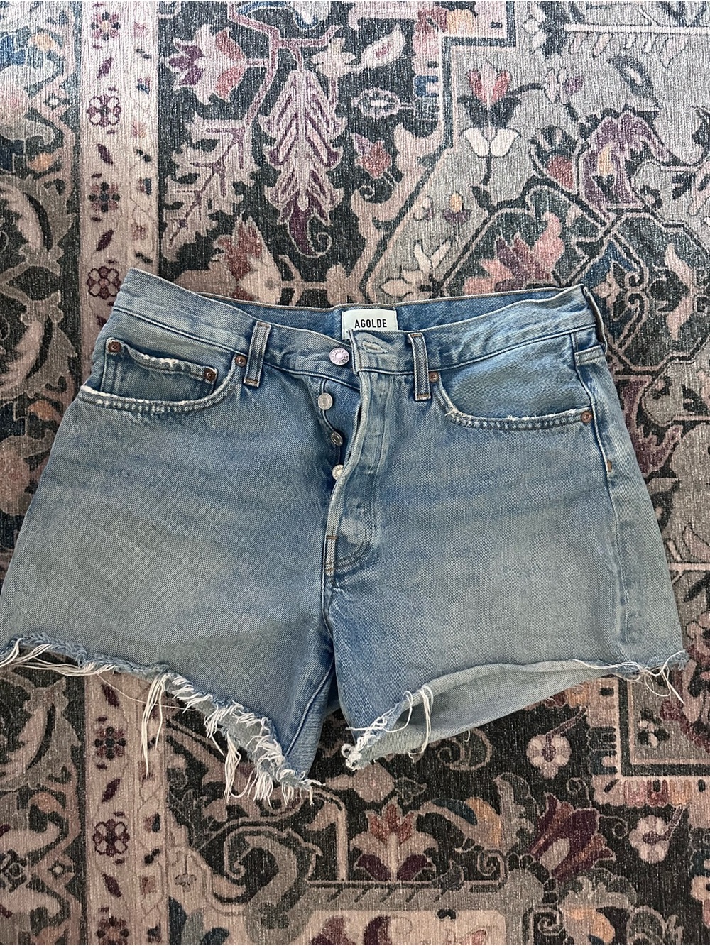 Agolde Light Wash Denim Cutoff Shorts